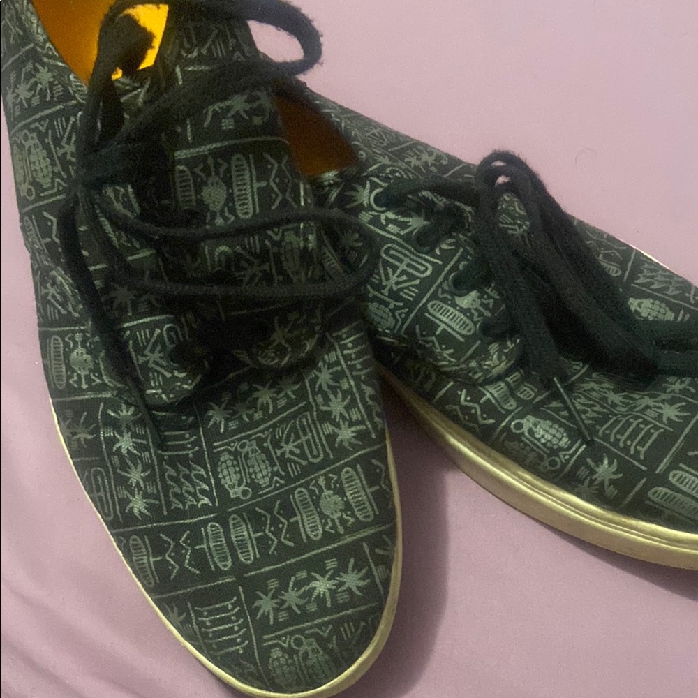 Vans Black Skate Sneakers with Tropical Design